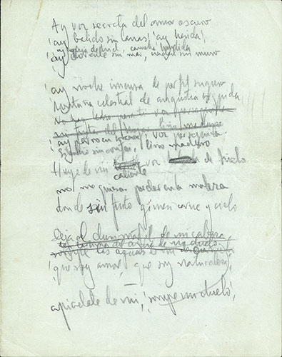 Una página manuscrita de los 'Sonetos del amor oscuro'.